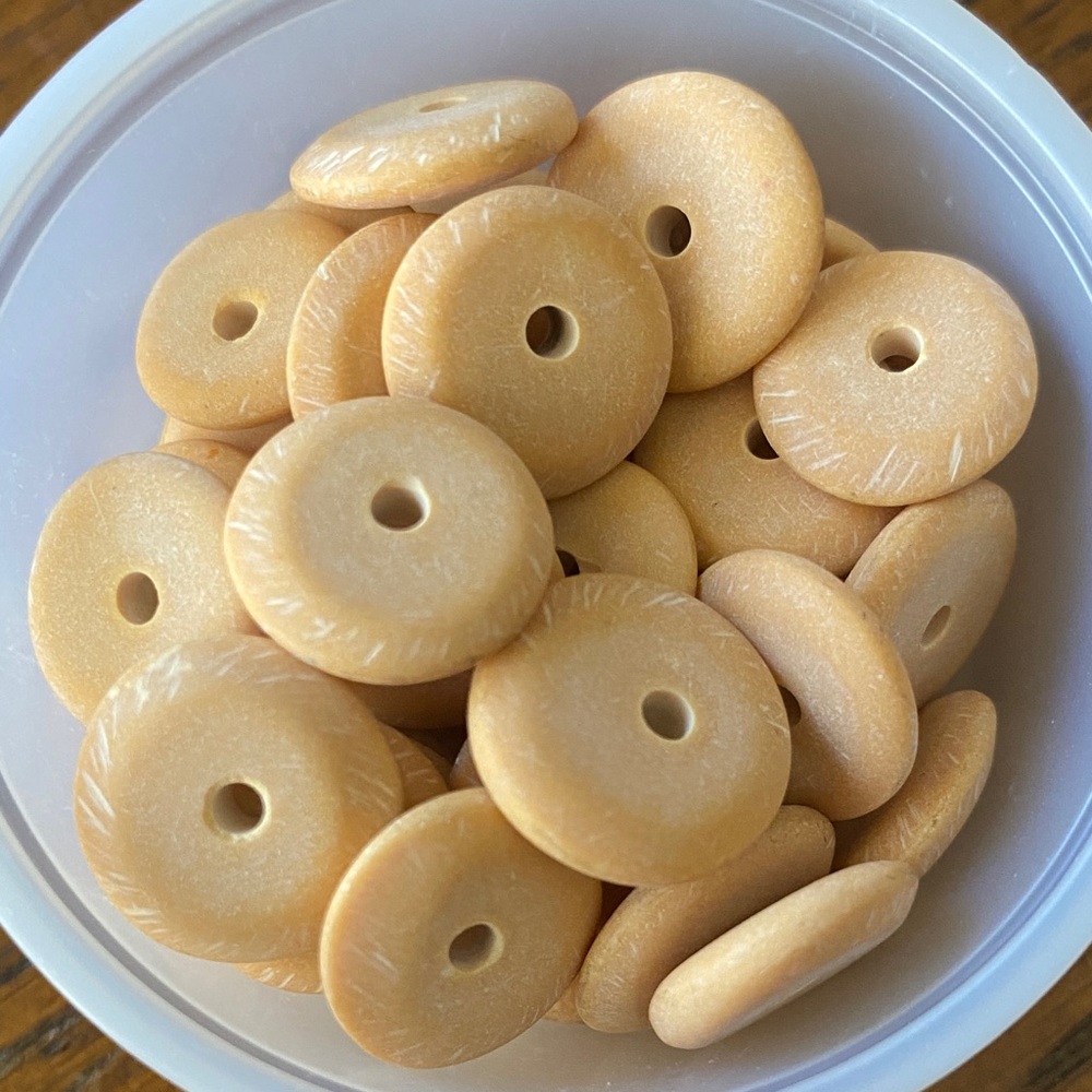 55 PIECES Peachy Tan Thin Slice Spacer Beads